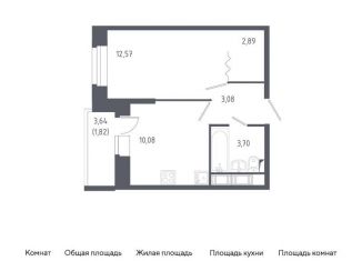 1-комнатная квартира на продажу, 34.1 м2, Колпино, жилой комплекс Новое Колпино, к38