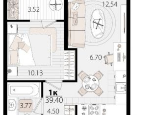 Продажа 1-комнатной квартиры, 39.4 м2, Краснодар