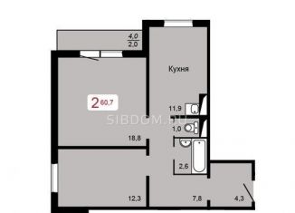 Продается 2-комнатная квартира, 60.7 м2, Красноярск, ЖК Курчатова, Лесопарковая улица