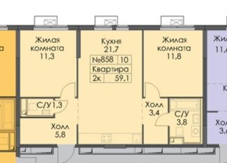 Продается 3-комнатная квартира, 59.1 м2, Москва, Нижегородский район