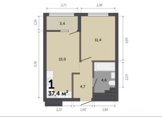 Продаю 1-комнатную квартиру, 37.4 м2, Екатеринбург, улица Краснолесья, 10/5, ЖК Ньютон Парк