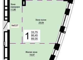 1-комнатная квартира на продажу, 89.1 м2, Екатеринбург, ЖК Форум Сити