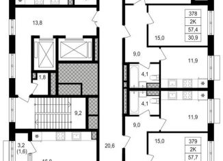 Продажа двухкомнатной квартиры, 57.7 м2, Москва, Михалковская улица, 48с8, станция Коптево