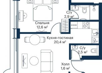 Продается однокомнатная квартира, 40 м2, Москва, жилой комплекс Сити Бэй, к8, станция Трикотажная