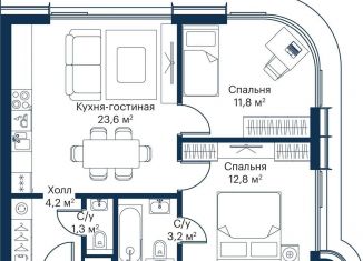 Продается 2-комнатная квартира, 56.9 м2, Москва, жилой комплекс Сити Бэй, к8, ЖК Сити Бэй