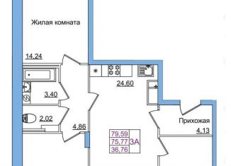 Продажа трехкомнатной квартиры, 79.6 м2, Псковская область, Завеличенская улица, 24