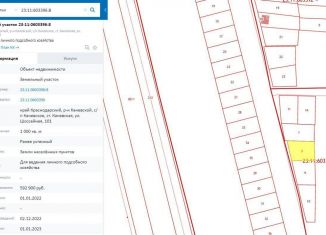 Участок на продажу, 10 сот., станица Каневская, Шоссейная улица, 101