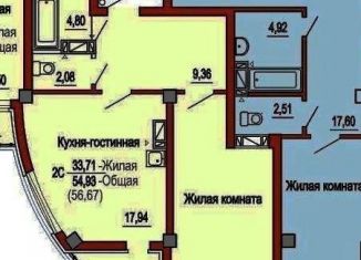 Продам двухкомнатную квартиру, 55.2 м2, Челябинск, улица Блюхера, 55, ЖК Три кита