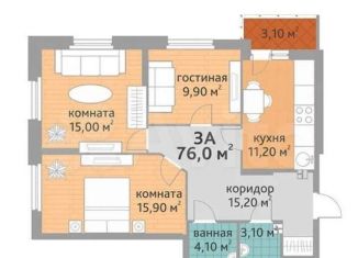 Продается 3-ком. квартира, 74 м2, Екатеринбург, ЖК Аксиома