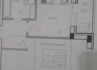 1-ком. квартира на продажу, 36.6 м2, деревня Красненькая, микрорайон Тепличный, 1