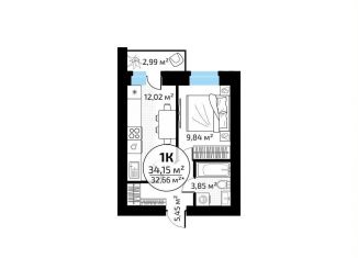 Однокомнатная квартира на продажу, 32.7 м2, Самара, Красноглинский район