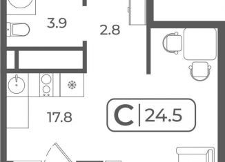 Продается квартира студия, 24.6 м2, Тюмень, Дамбовская улица, 29к1, Ленинский округ