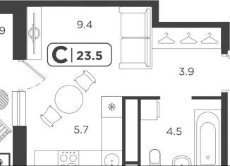 Продам квартиру студию, 23.5 м2, Тюмень, Центральный округ, Харьковская улица