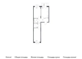 2-комнатная квартира на продажу, 57.5 м2, Московская область, жилой комплекс Прибрежный Парк, 9.2
