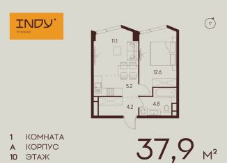 1-комнатная квартира на продажу, 37.9 м2, Москва, Хорошевский район