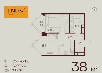 Однокомнатная квартира на продажу, 38 м2, Москва, Хорошевский район