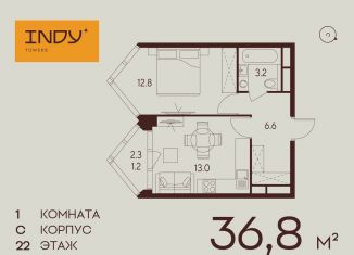 Продается 1-комнатная квартира, 36.8 м2, Москва, Хорошевский район