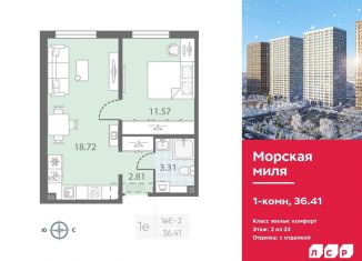 Однокомнатная квартира на продажу, 36.4 м2, Санкт-Петербург, метро Автово