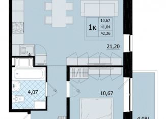 1-комнатная квартира на продажу, 42.3 м2, поселок Бугры