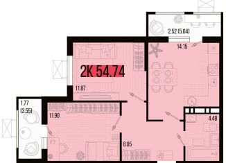 Продам 2-комнатную квартиру, 54.7 м2, станица Северская