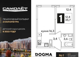 Однокомнатная квартира на продажу, 35.7 м2, Краснодарский край