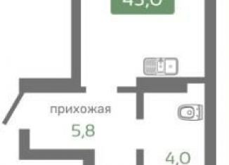 Продается однокомнатная квартира, 43 м2, Красноярск