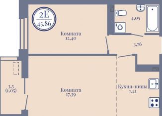 Двухкомнатная квартира на продажу, 45.9 м2, Пермь, Пермская улица, 6