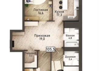 Продается четырехкомнатная квартира, 105 м2, Курск, улица Павлуновского