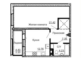 Продам 1-ком. квартиру, 48.6 м2, Санкт-Петербург, Парфёновская улица, 6к2, ЖК Променад