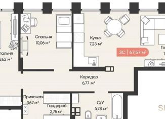 Продажа 2-комнатной квартиры, 67.8 м2, Новосибирск, метро Октябрьская, Ленинградская улица