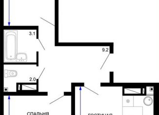 Продается двухкомнатная квартира, 64.1 м2, Краснодарский край, Домбайская улица, 57к9