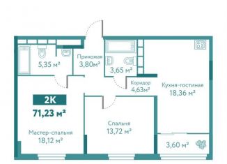 Продается двухкомнатная квартира, 71.2 м2, Тюмень, Ленинский округ