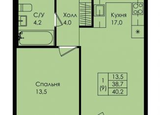 1-комнатная квартира на продажу, 40.2 м2, Ленинградская область