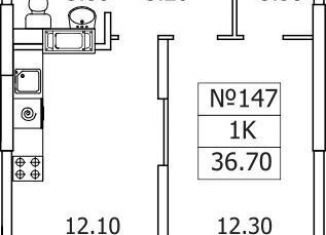 Продажа 1-ком. квартиры, 36.7 м2, деревня Сапроново, ЖК Видный Берег 2