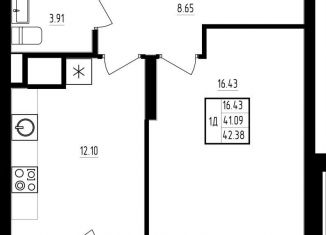 Продажа 1-ком. квартиры, 42.4 м2, Татарстан, жилой комплекс Мечта, 5