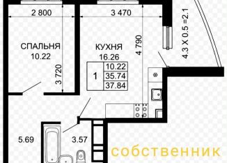 Продажа однокомнатной квартиры, 37.8 м2, Краснодар, Прикубанский округ, улица Петра Метальникова, 36