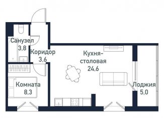 2-комнатная квартира на продажу, 39.9 м2, посёлок Западный
