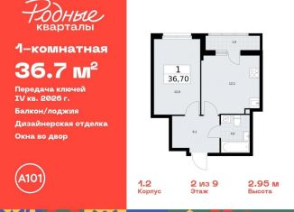Продается однокомнатная квартира, 36.7 м2, Москва