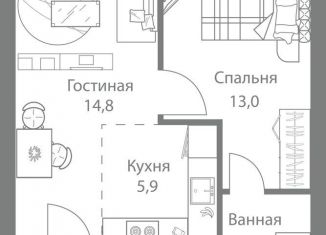 Продажа 2-ком. квартиры, 45.6 м2, Москва, ЗАО