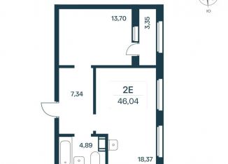 Продам однокомнатную квартиру, 45.6 м2, городской посёлок Янино-1