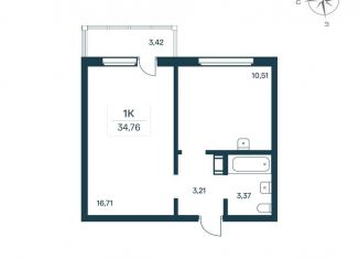 Продается 1-комнатная квартира, 34.8 м2, Ленинградская область