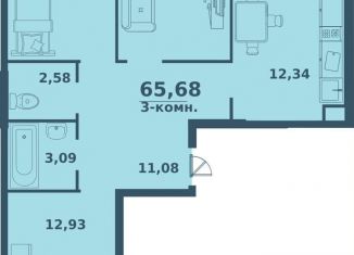 Продаю трехкомнатную квартиру, 65.7 м2, Ульяновск, жилой комплекс Юность, 3, ЖК Юность