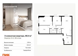 Продаю 3-комнатную квартиру, 80.4 м2, Москва