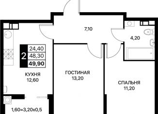 Продается двухкомнатная квартира, 49.9 м2, Ростов-на-Дону, Первомайский район