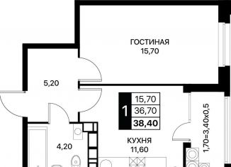 Продам однокомнатную квартиру, 38.8 м2, Ростов-на-Дону