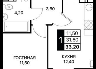 Продажа 1-комнатной квартиры, 33.2 м2, Ростов-на-Дону