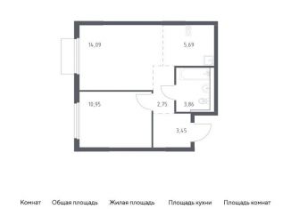 Продажа 1-ком. квартиры, 40.8 м2, Видное, Советская площадь