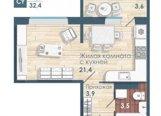 Продаю однокомнатную квартиру, 28.8 м2, Новосибирск, Ленинский район