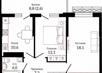 Продажа 2-ком. квартиры, 55.9 м2, Краснодар, шоссе Ближний Западный Обход, 2к3, Прикубанский округ