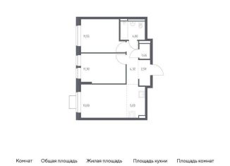 Продаю двухкомнатную квартиру, 53.3 м2, Московская область